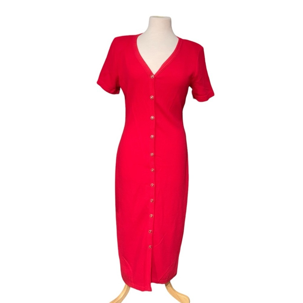 Vintage 90’s Tapestry red button down short sleeved dress size 10